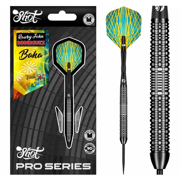 Shot Pro Series Rowby John Rodriguez Baha 90% Tungsten Steel Tip Darts-1-25 GRAM-Premier Darts