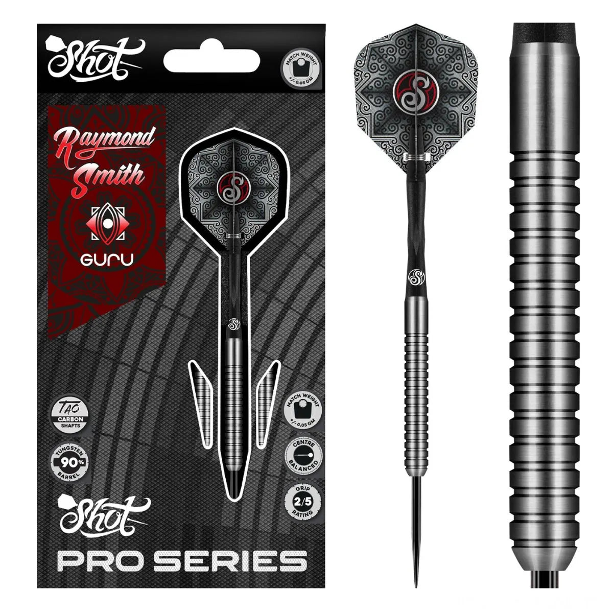Shot Raymond Smith Guru 90% Tungsten Steel Tip Darts-1-22 GRAM-Premier Darts