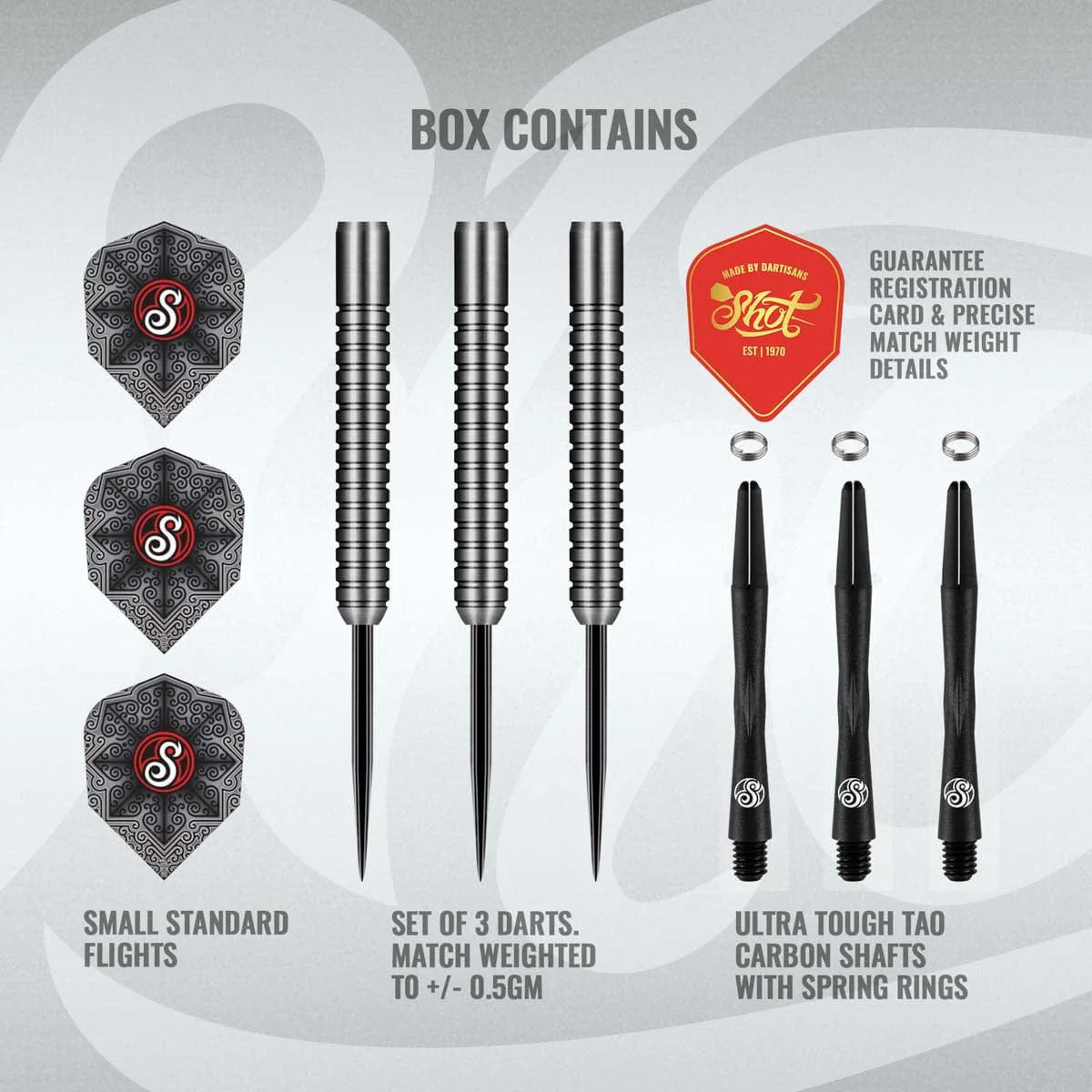 Shot Raymond Smith Guru 90% Tungsten Steel Tip Darts-4-22 GRAM-Premier Darts