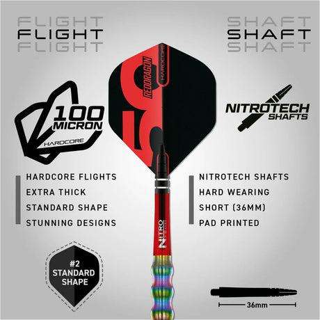 Red Dragon 50 Year Collection Shockwave 90% Tungsten Steel Tip Darts