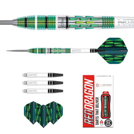 Red Dragon Artura Screamin' Green 90% Tungsten Steel Tip Darts