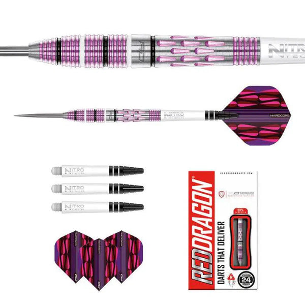 Red Dragon Artura Shocking Pink 90% Steel Tip Darts - Premier Darts