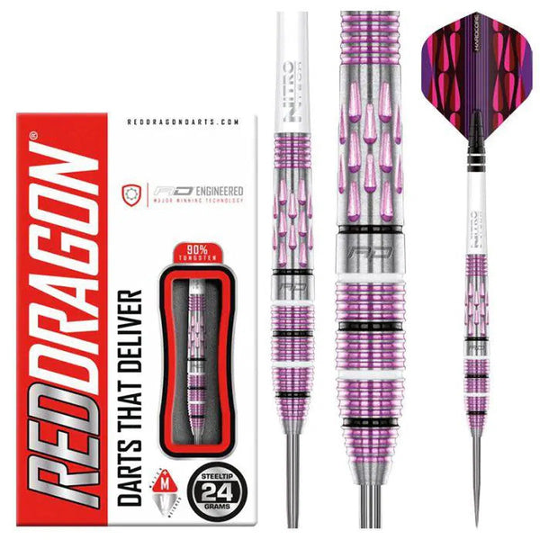 Red Dragon Artura Shocking Pink 90% Tungsten Steel Tip Darts-1-24 GRAM-Premier Darts