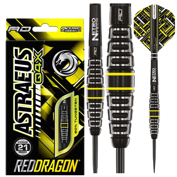 Red Dragon Astraeus Q4X Torpedo 90% Tungsten Steel Tip Darts-1-21 GRAM-Premier Darts