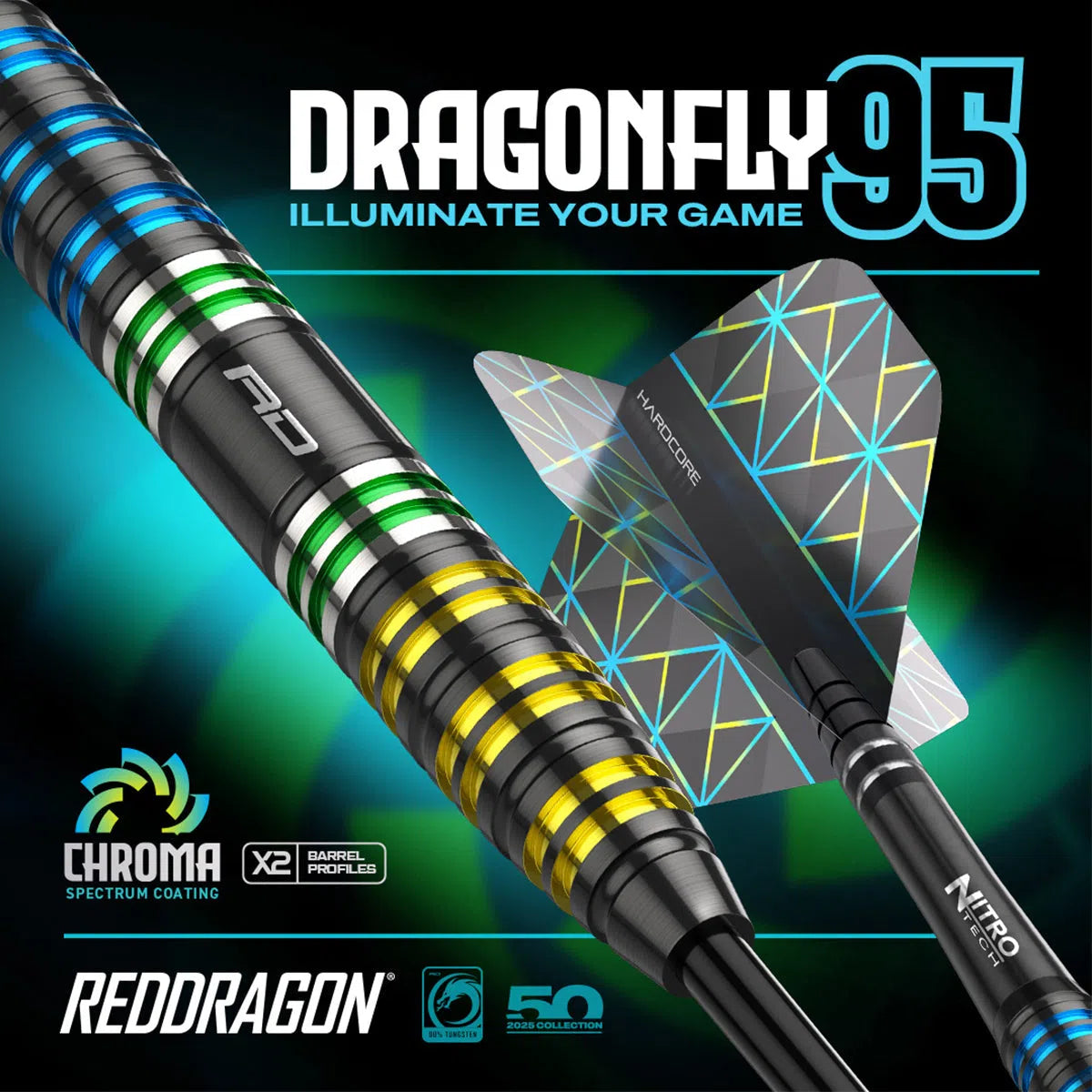 Red Dragon Dragonfly 95 Black - Parallel 95% Tungsten Steel Tip
