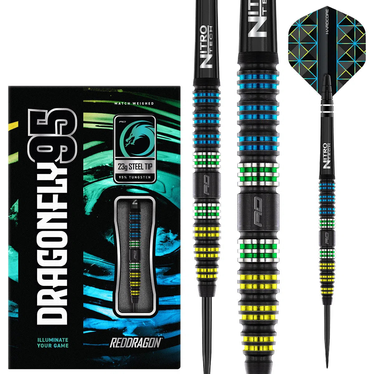 Red Dragon Dragonfly 95 Black - Tapered 95% Tungsten Steel Tip Darts