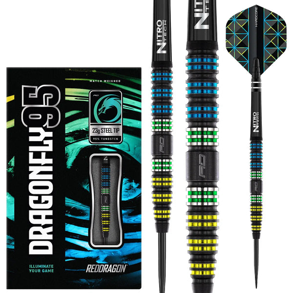 Red Dragon Dragonfly 95 Black - Tapered 95% Tungsten Steel Tip Darts-1-23 GRAM-Premier Darts