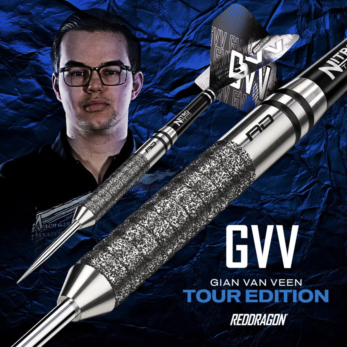 Fléchettes Red Dragon Gian Van Veen Tour Edition - 90% Tungstène, 18g Ou 22g, Avec Ailettes Et Tiges Courtes - 2