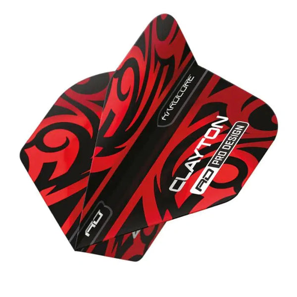Red Dragon Hardcore Jonny Clayton Red & Black Tribal Flights-1-Premier Darts