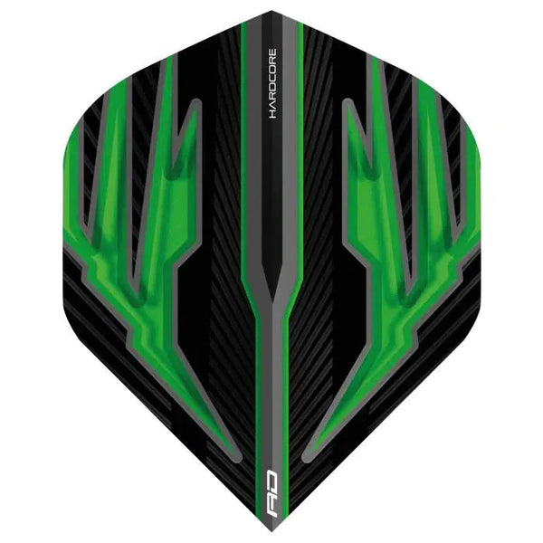Red Dragon Hardcore Radical Black & Green Standard Flights-1-Premier Darts