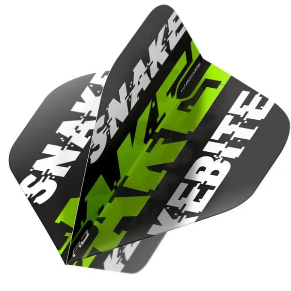 Red Dragon Hardcore Snakebite Black & Green Flights-1-Premier Darts