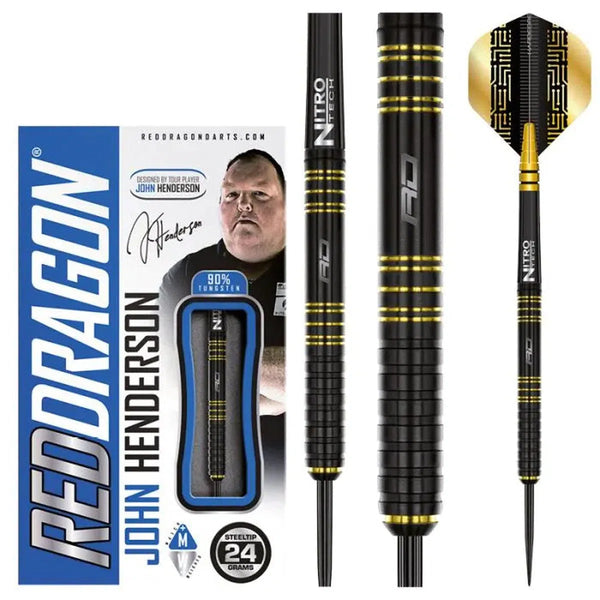 Red Dragon John Henderson SE 90% Tungsten Steel Tip Darts-1-24 GRAM-Premier Darts
