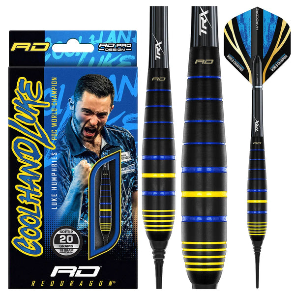 Red Dragon Luke Humphries World Champion Brass Soft Tip Darts-1-18 GRAM-Premier Darts