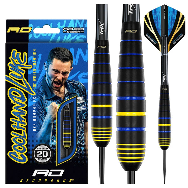 Red Dragon Luke Humphries World Champion Brass Steel Tip Darts-1-20 GRAM-Premier Darts