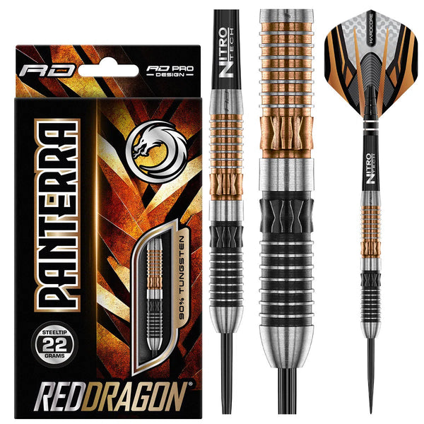 Red Dragon Panterra 90% Tungsten Steel Tip Darts-1-22 GRAM-Premier Darts