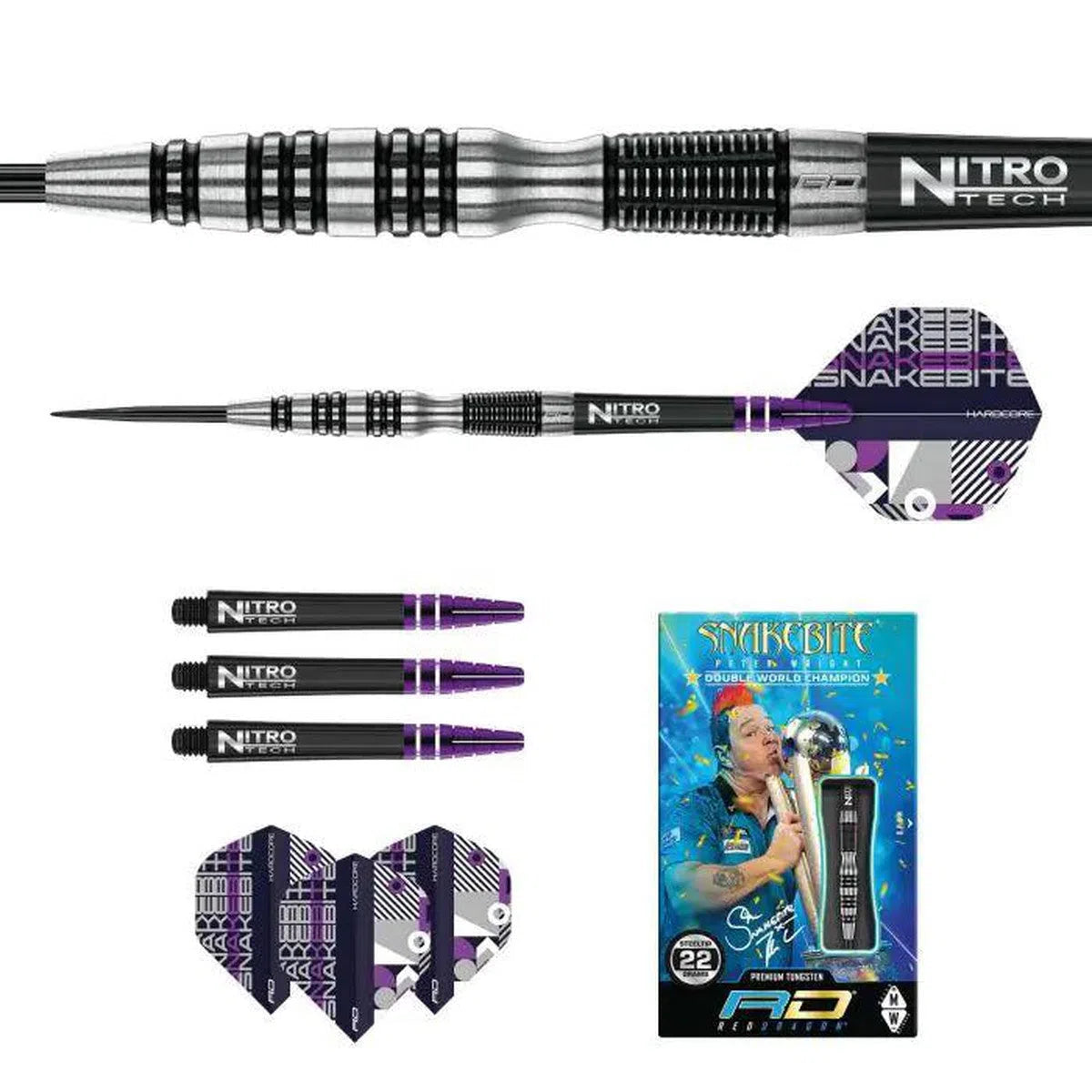 Red Dragon Peter Wright Black Racer 90% Tungsten Steel Tip Darts