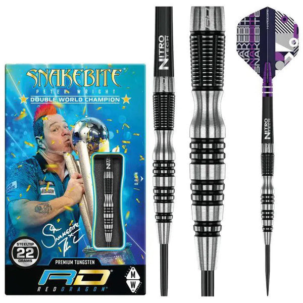 Red Dragon Peter Wright Black Racer 90% Tungsten Steel Tip Darts-1-22 GRAM-Premier Darts