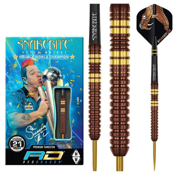 Red Dragon Peter Wright Copper Fusion 90% Tungsten Steel Tip Darts-1-21 GRAM-Premier Darts