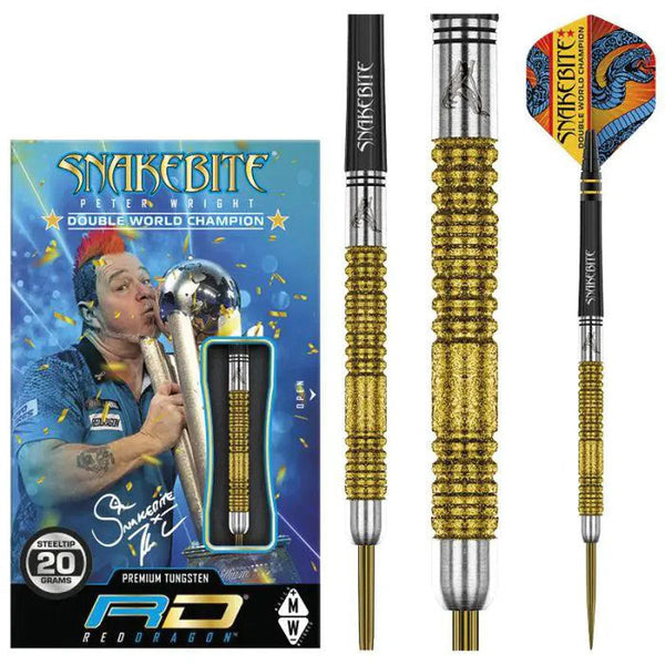 Red Dragon Peter Wright Double World Champion SE Gold Plus 85% Tungsten Steel Tip Darts-1-20 GRAM-Premier Darts