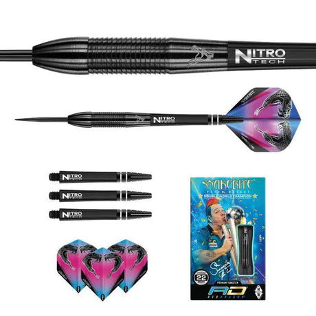 Red Dragon Peter Wright Snakebite 3 Black 90% Tungsten Steel Tip Darts