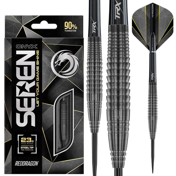 Red Dragon Seren 4 Onyx 90% Tungsten Steel Tip Darts-1-23 GRAM-Premier Darts