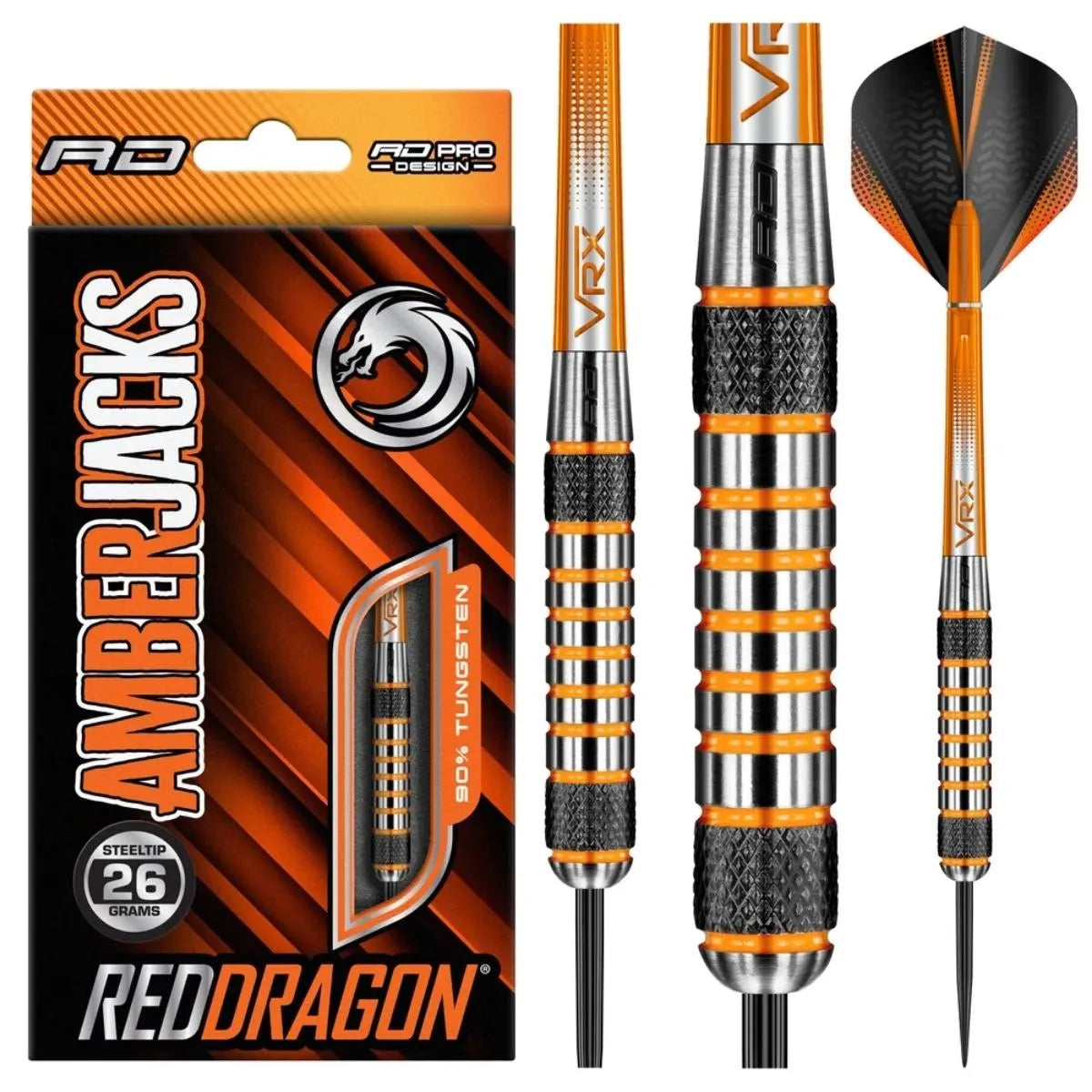Red Dragon Amberjack 7 90% Tungsten Steel Tip Darts-1-26 GRAM-Premier Darts