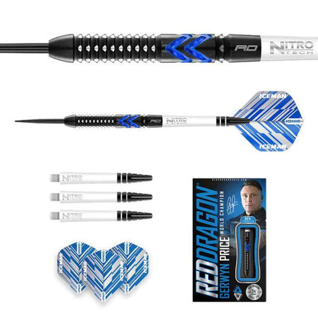 Red Dragon Gerwyn Price Blue Ice SE 90% Tungsten Steel Tip Darts