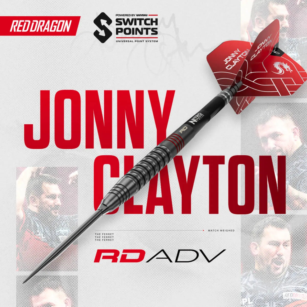 Red Dragon Jonny Clayton RD-ADV SP 90% Tungsten Steel Tip Darts-2-21 GRAM-Premier Darts