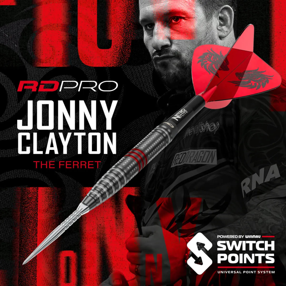 Red Dragon Jonny Clayton RD-PRO SP 90% Tungsten Steel Tip Darts-2-22 GRAM-Premier Darts
