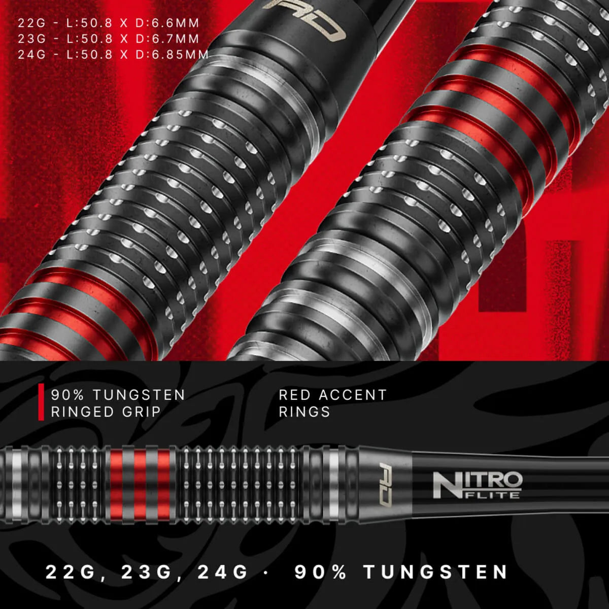 Red Dragon Jonny Clayton RD-PRO SP 90% Tungsten Steel Tip Darts-4-22 GRAM-Premier Darts