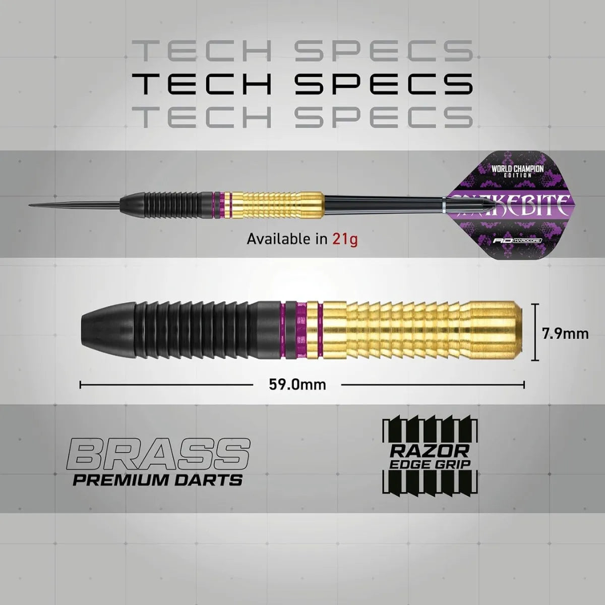 Red Dragon Peter Wright World Champion Brass Steel Tip Darts-5-21 GRAM-Premier Darts