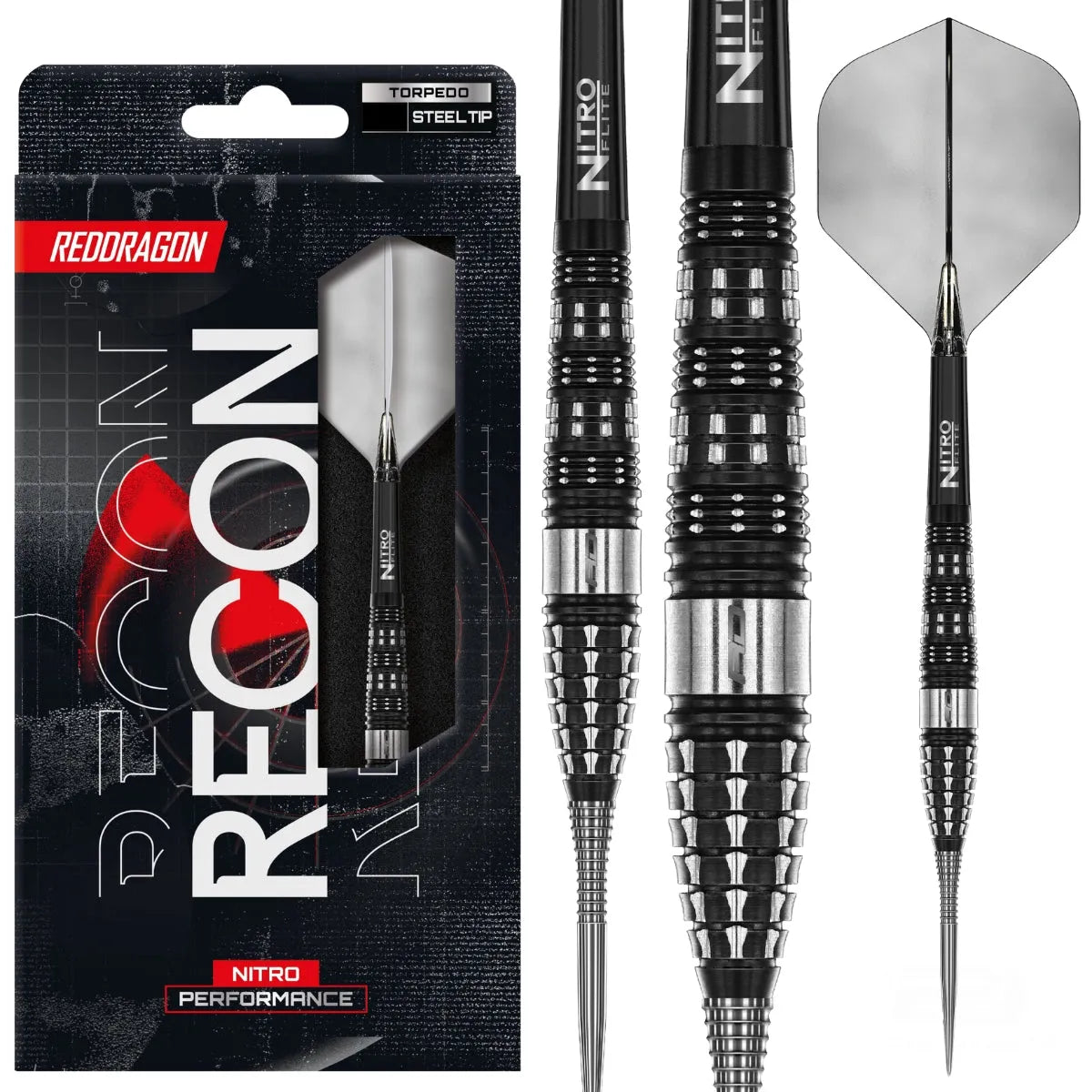 Red Dragon Recon - Torpedo 90% Tungsten Steel Tip Darts-1-23 GRAM-Premier Darts