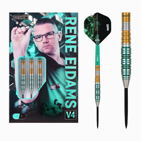 One80 Rene Eidams V4 90% Tungsten Steel Tip Darts-1-22 GRAM-Premier Darts