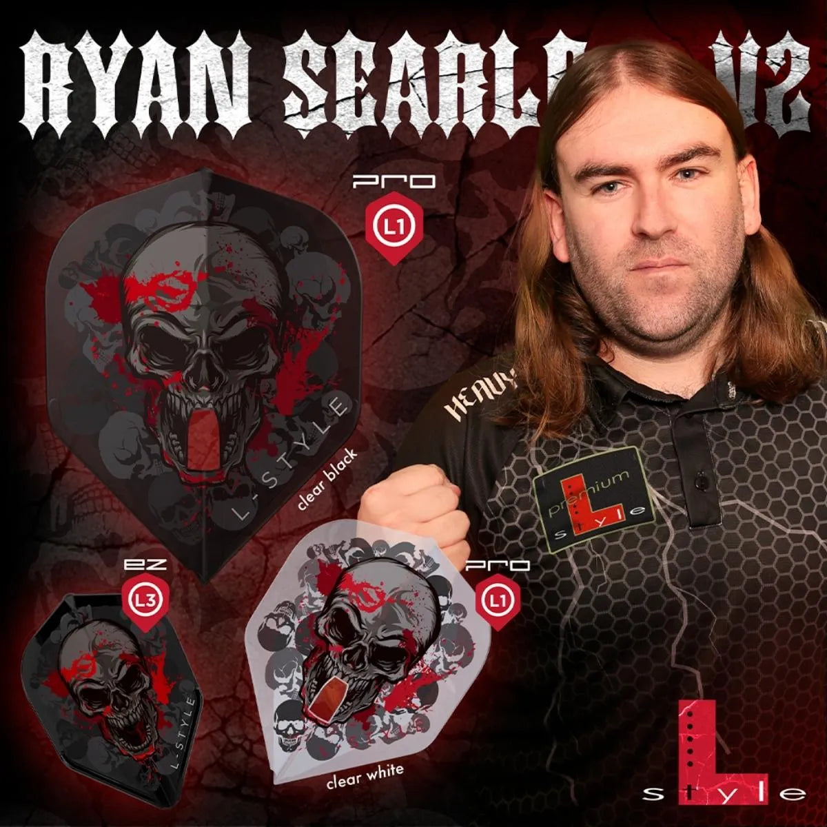 L-Style Darts L-Flight PRO L1 Ryan Searle V2 Clear Black Flights