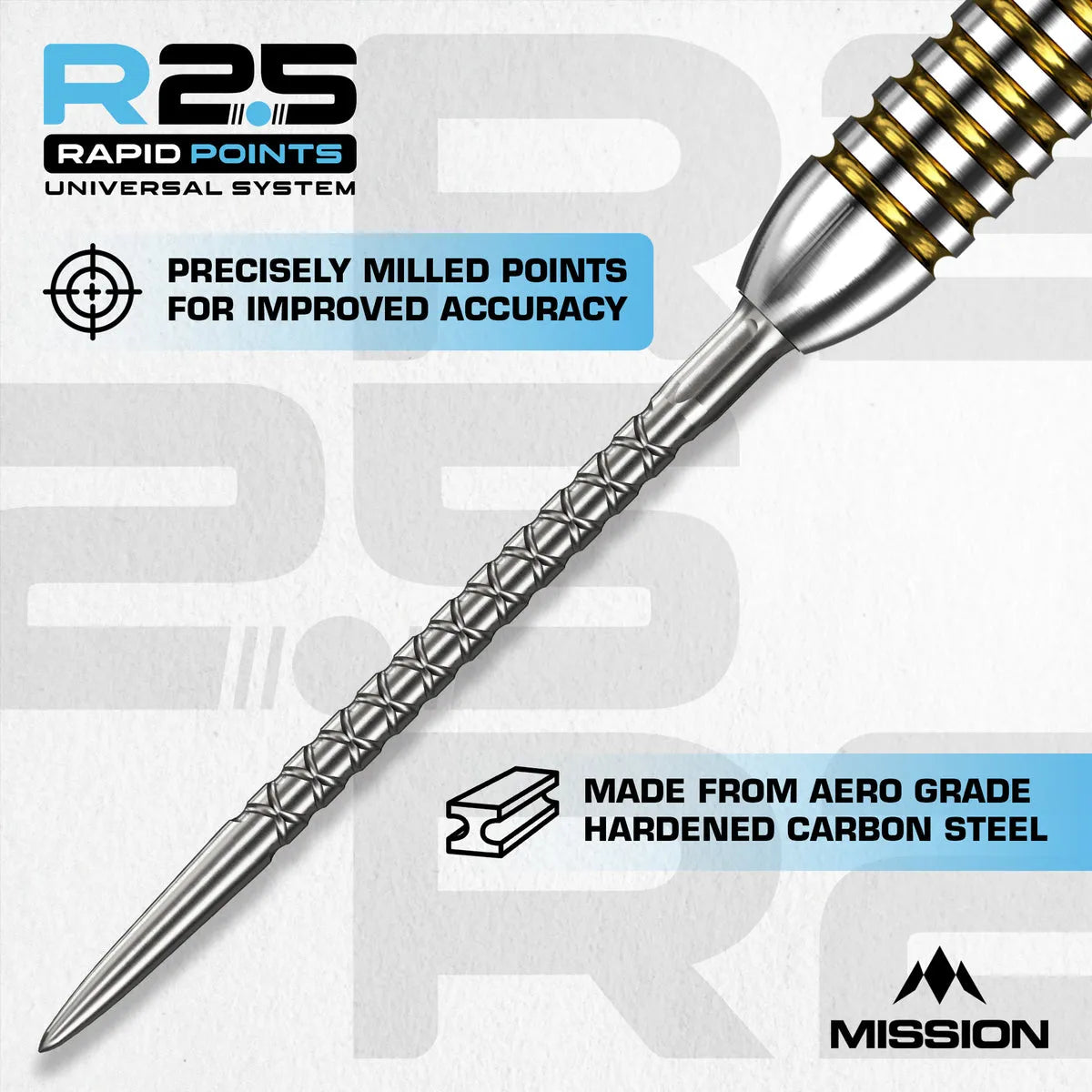 Mission R2.5 Rapid Dart Points - SC1-3-Black-30mm-Premier Darts