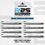 Mission R2.5 Rapid Dart Points - SC1-9-Black-30mm-Premier Darts