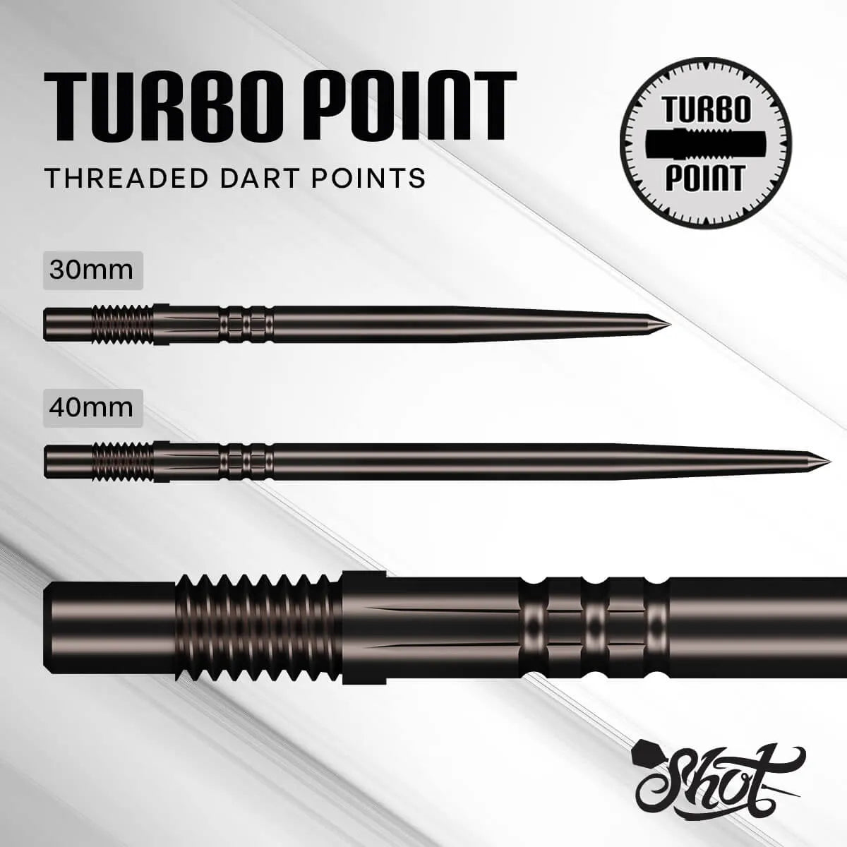 Shot Turbo Steel Tip Points-4-Black-30mm-Premier Darts