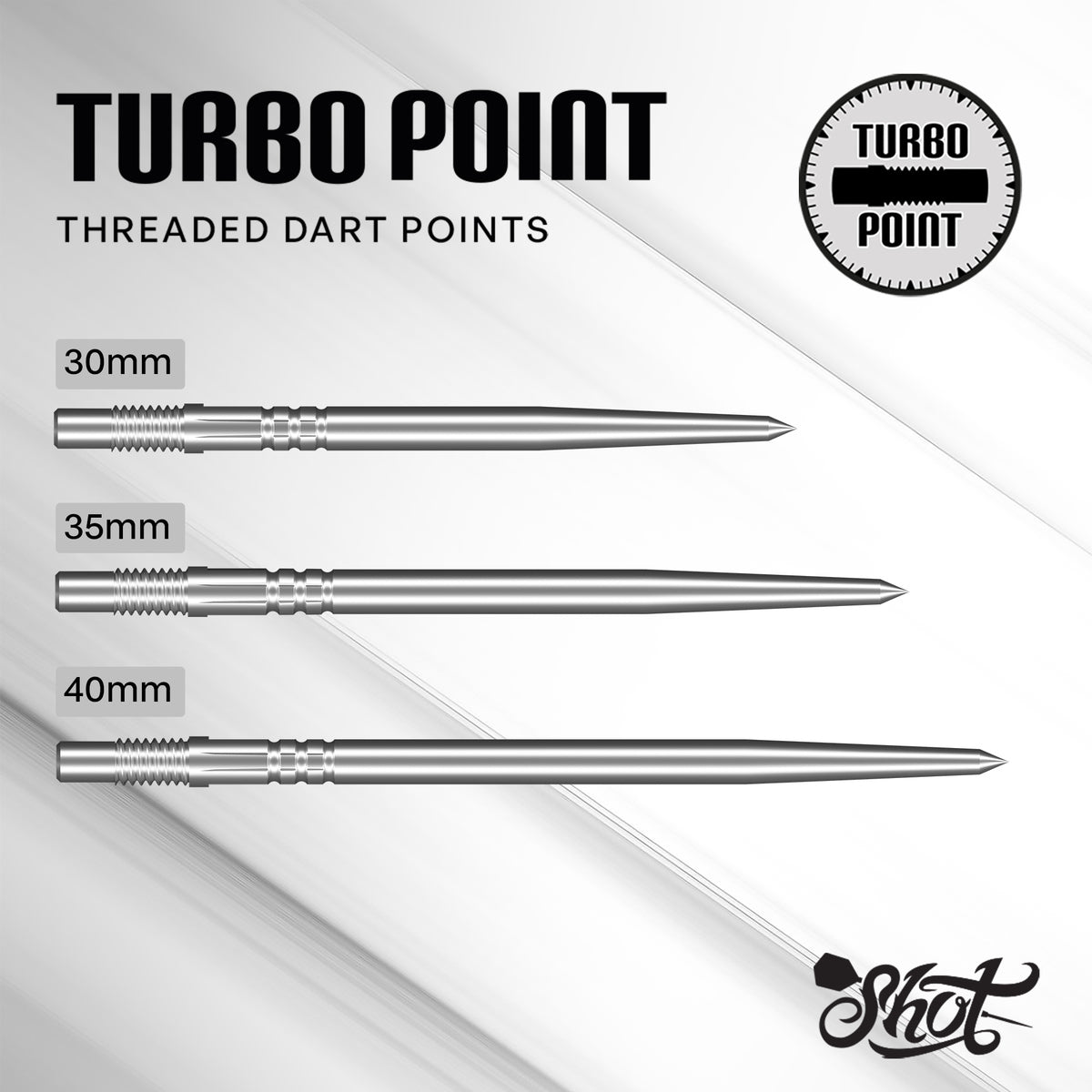 Shot Turbo Steel Tip Points-9-Black-30mm-Premier Darts