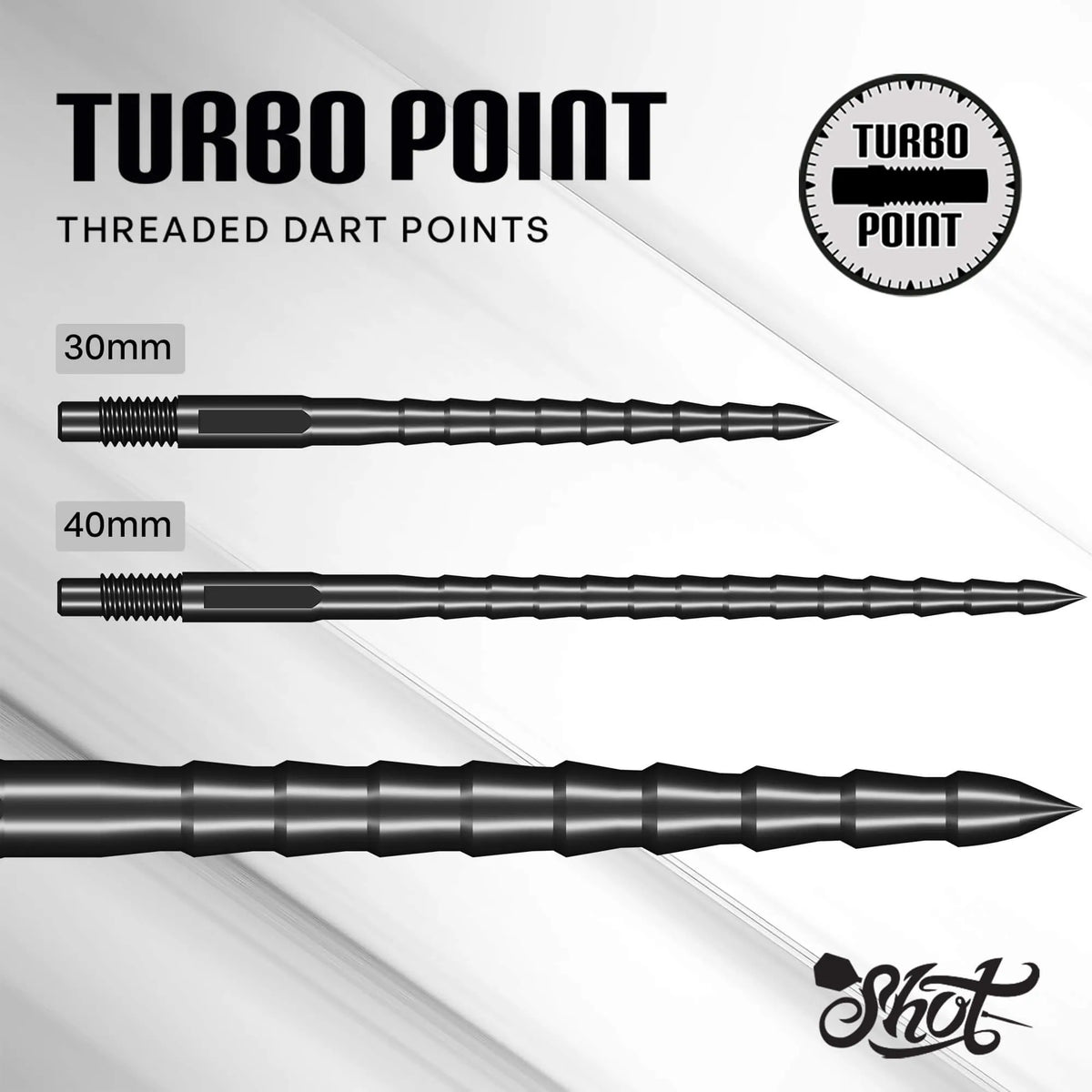 Shot RS Turbo Steel Tip Points-5-Black-30mm-Premier Darts