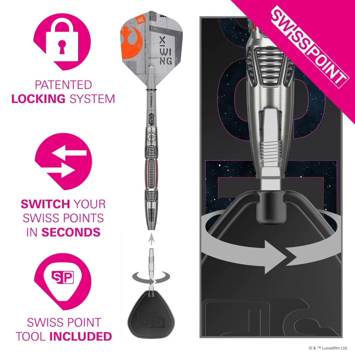 Target Darts Star Wars XWING SP 90% Tungsten Steel Tip Darts