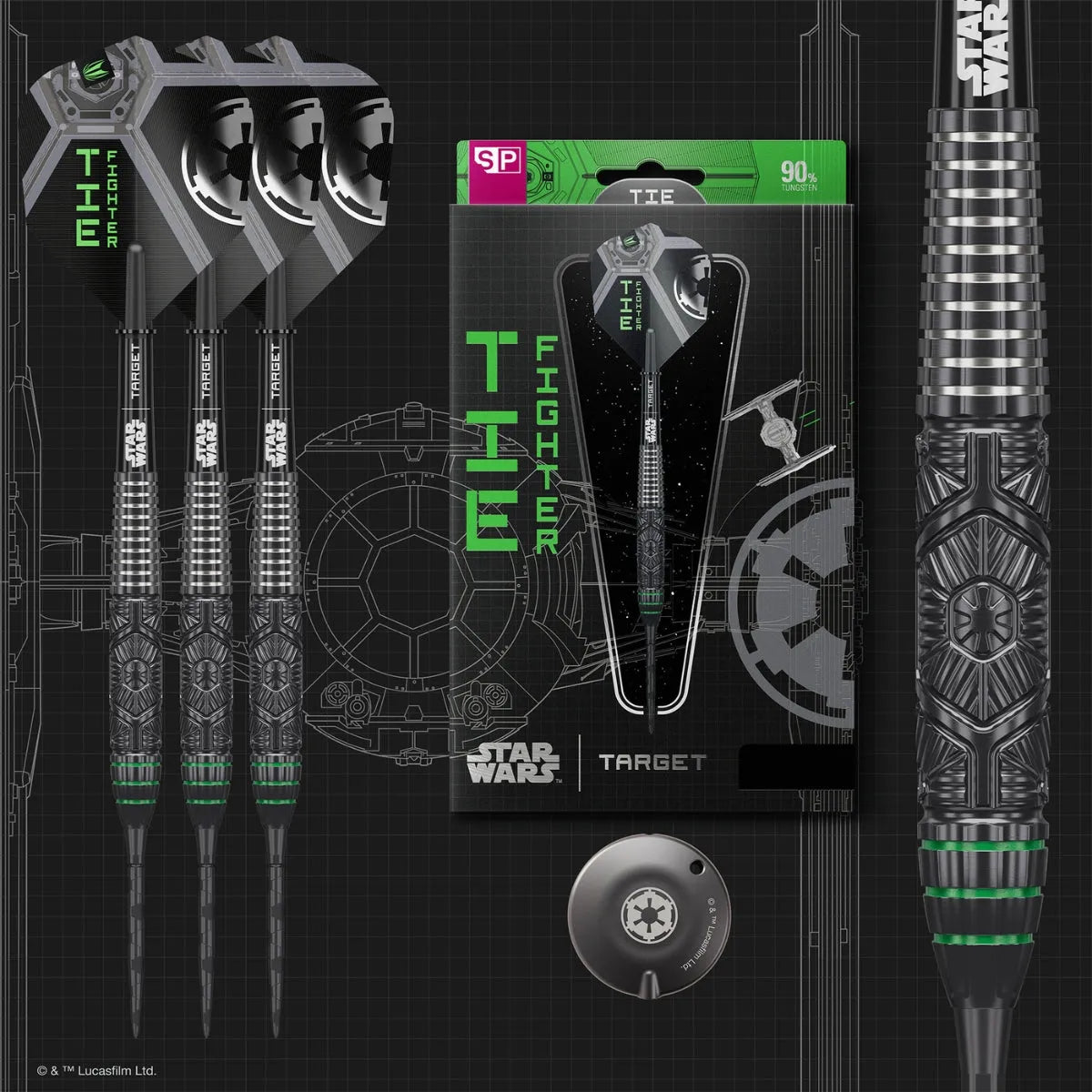 Target Darts Star Wars TIE Fighter SP 90% Tungsten Steel Tip Darts