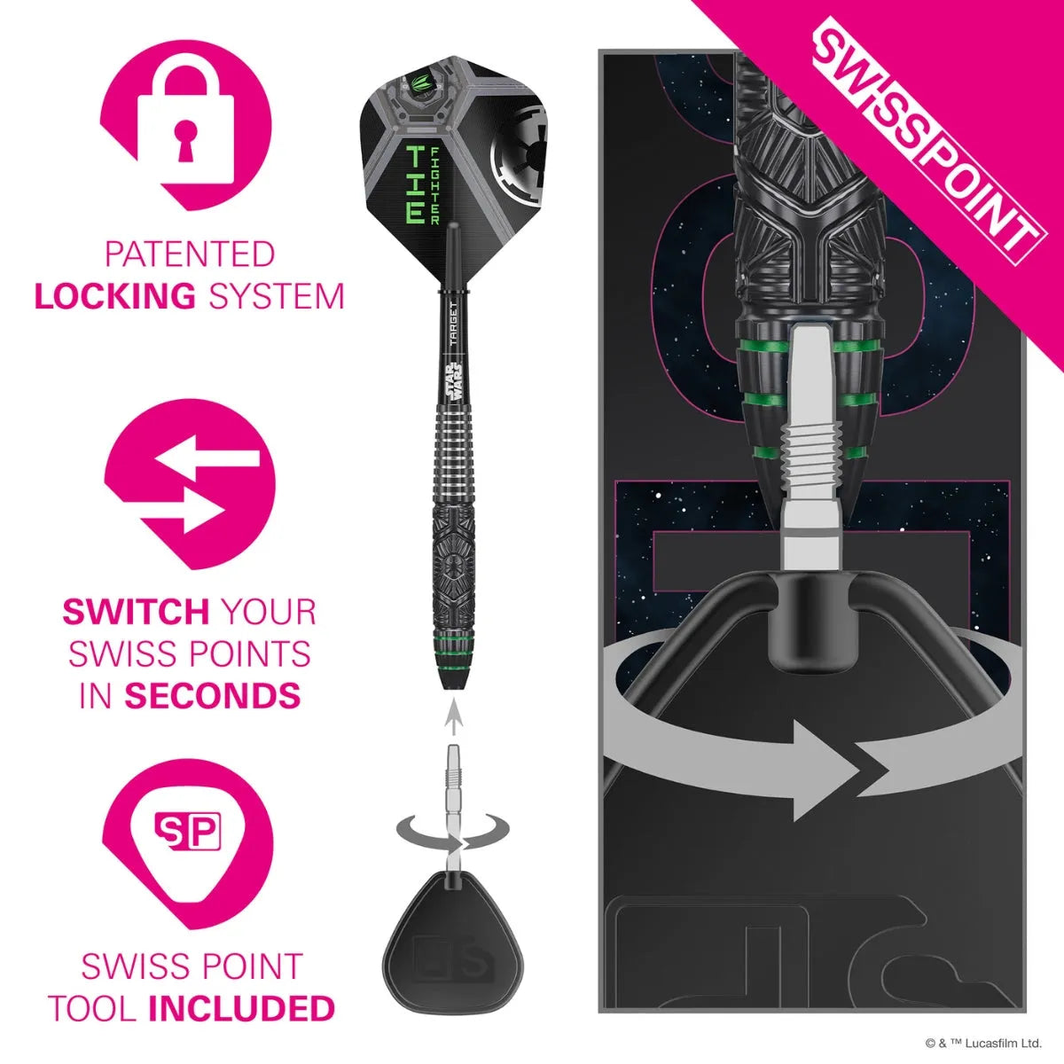 Target Darts Star Wars TIE Fighter SP 90% Tungsten Steel Tip Darts