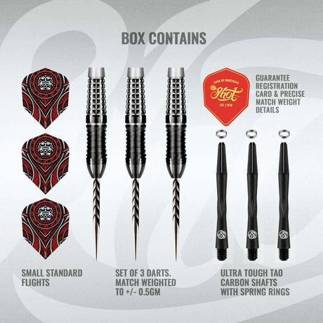 Shot Tribal Weapon Savage 90% Tungsten Steel Tip Darts-4-22 GRAM-Premier Darts