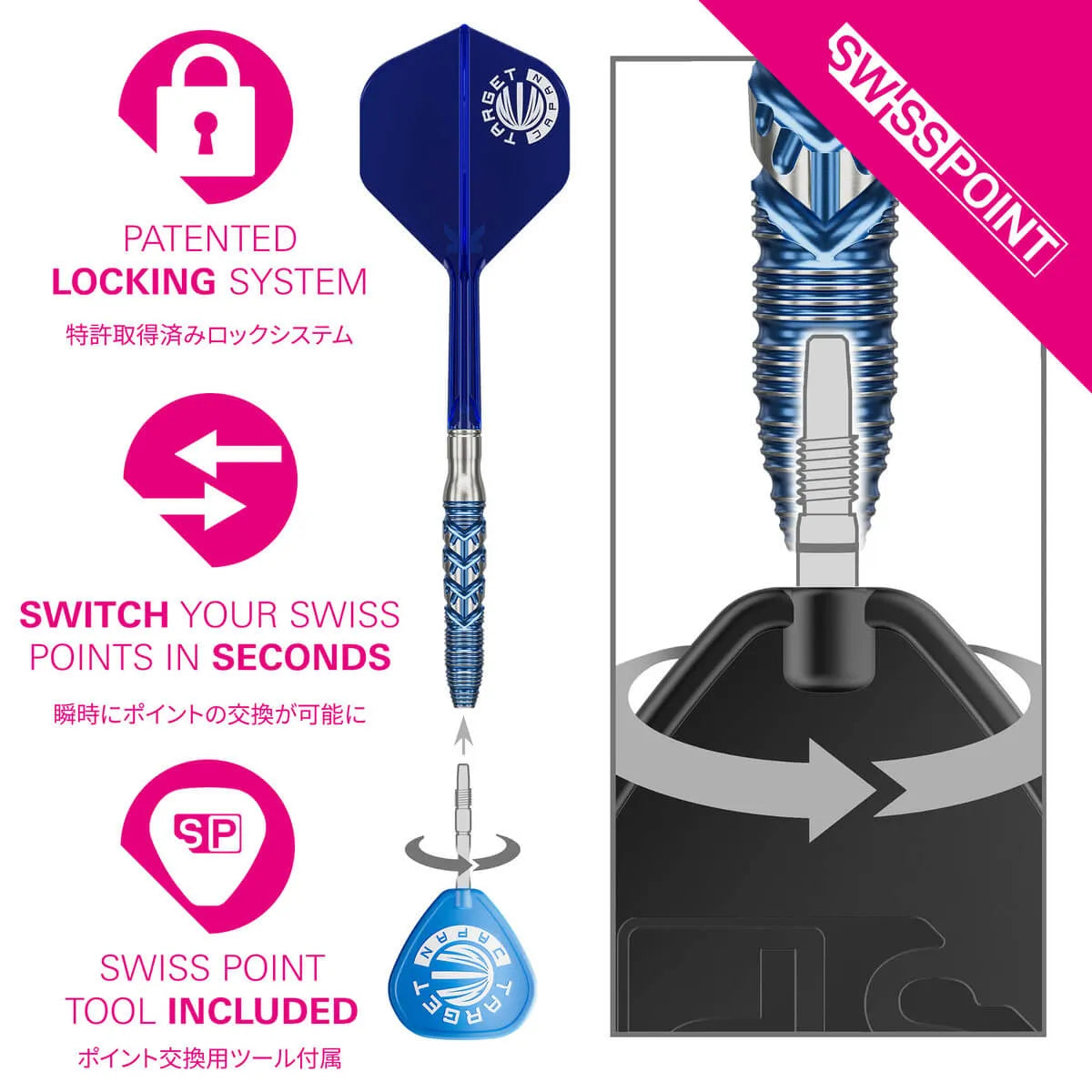 Target Japan Toru Suzuki Sereno G3 90% Tungsten Steel Tip Darts-8-22 GRAM-Premier Darts