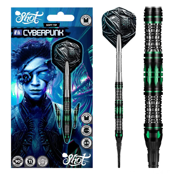 Shot AI Cyberpunk 90% Tungsten Soft Tip Darts-1-20 GRAM-Premier Darts