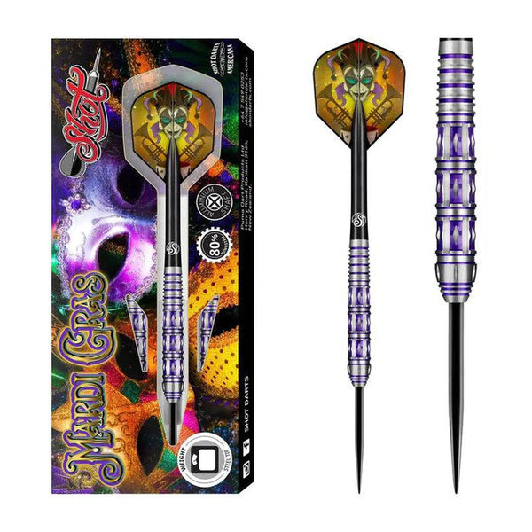 Shot Americana Mardi Gras 80% Tungsten Steel Tip Darts-1-23 GRAM-Premier Darts