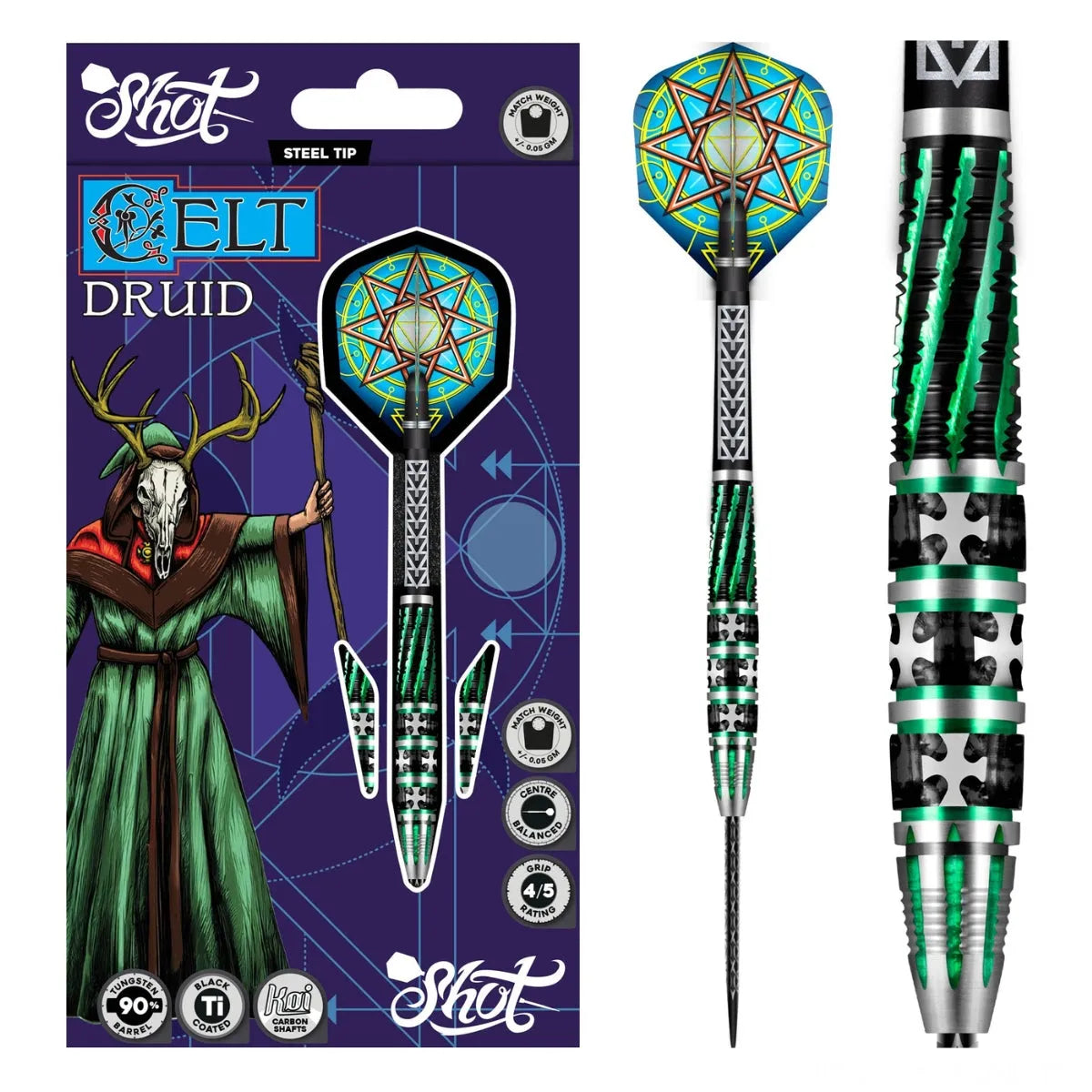 Shot Celt Druid 90% Tungsten Steel Tip Darts-1-23 GRAM-Premier Darts
