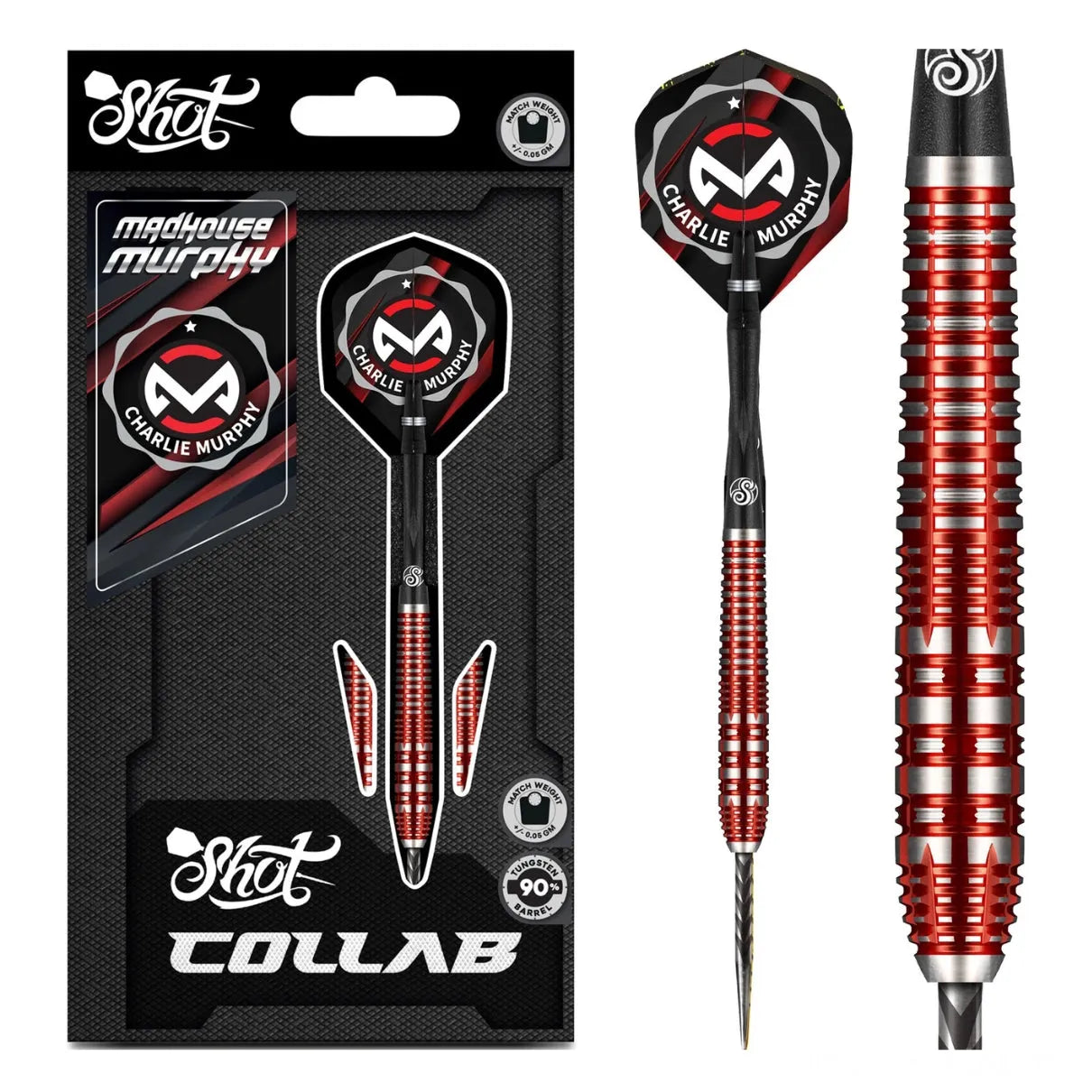 Shot Collab Pro Series Charlie Murphy 90% Tungsten Steel Tip Darts-Darts-1-Shot-Collab-Pro-Series-Charlie-Murphy-90-Tungsten-Steel-Tip-Darts-Premier Darts