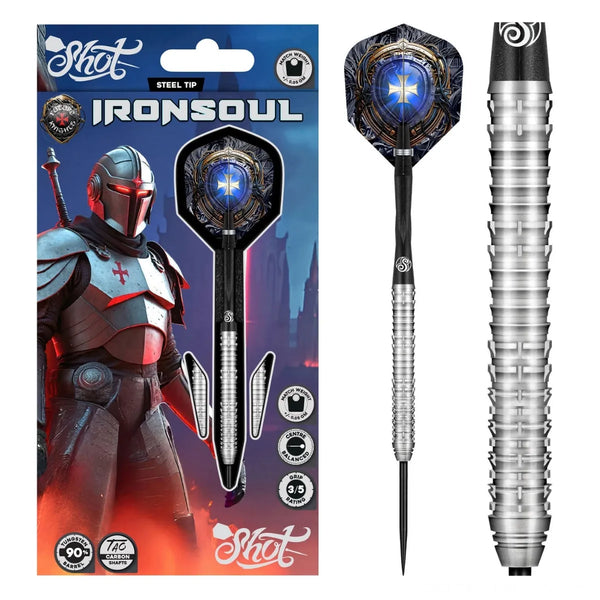 Shot Future Knights Ironsoul 90% Tungsten Steel Tip Darts-1-23 GRAM-Premier Darts