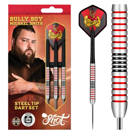 Shot Michael Smith 'Bully Boy' Plated Brass Steel Tip Darts Set-1-24 GRAM-Premier Darts